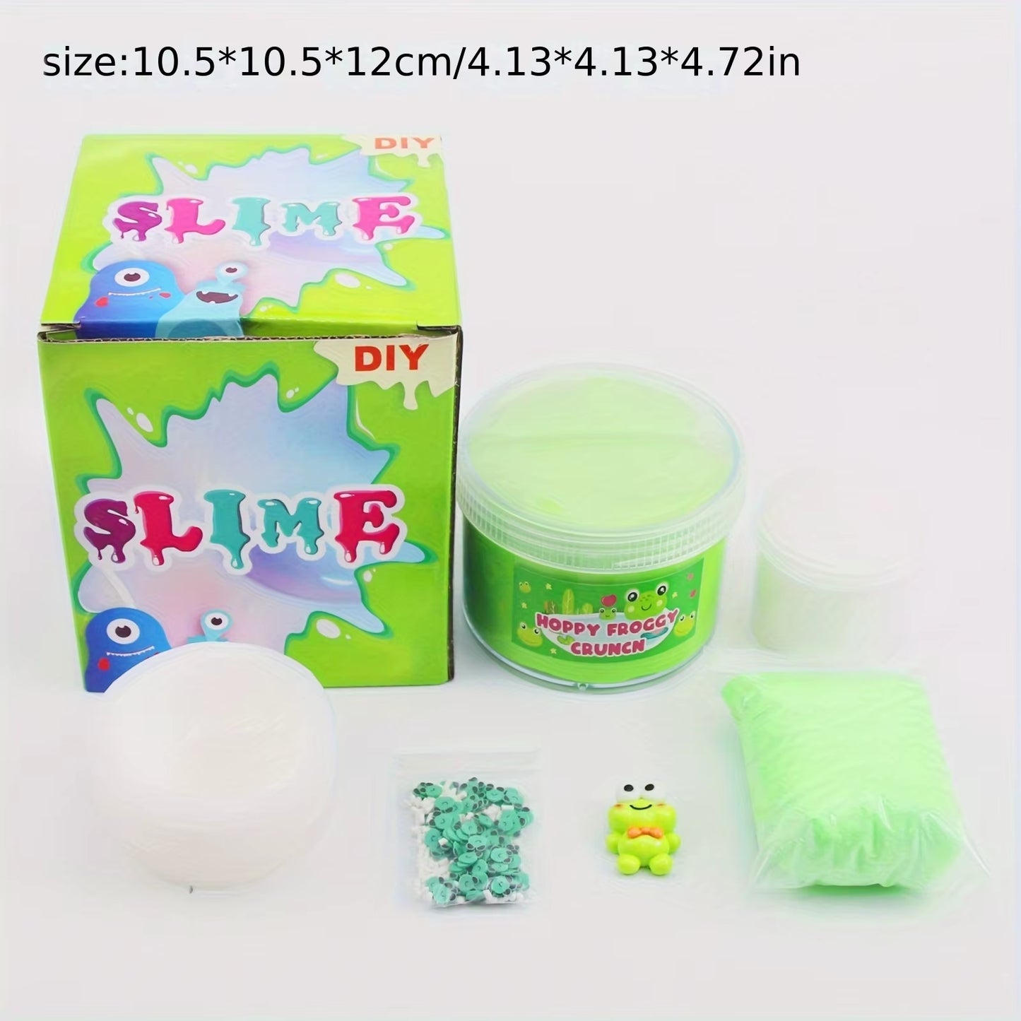 DIY Green Frog Slime Set, Handmade Toy, Children'S Toy, Stress Relieving Gift, Odorless, Stretchable Clay Toy, Slime Combination