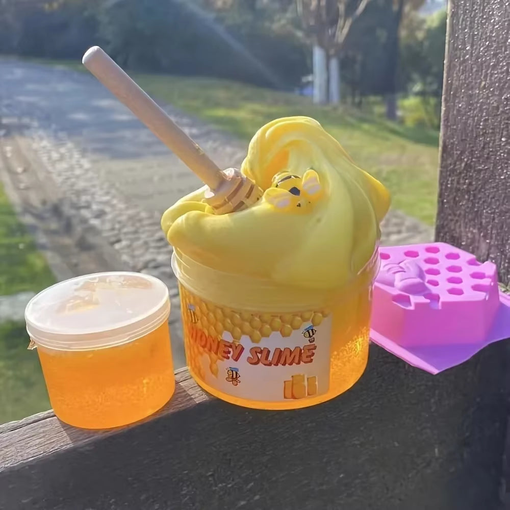 Honeycomb Slime Toy DIY Yellow Transparent Honey Slime Set Simulated Handmade Clay Toy Stretchy Toy Squishy Toy Gift for Kids