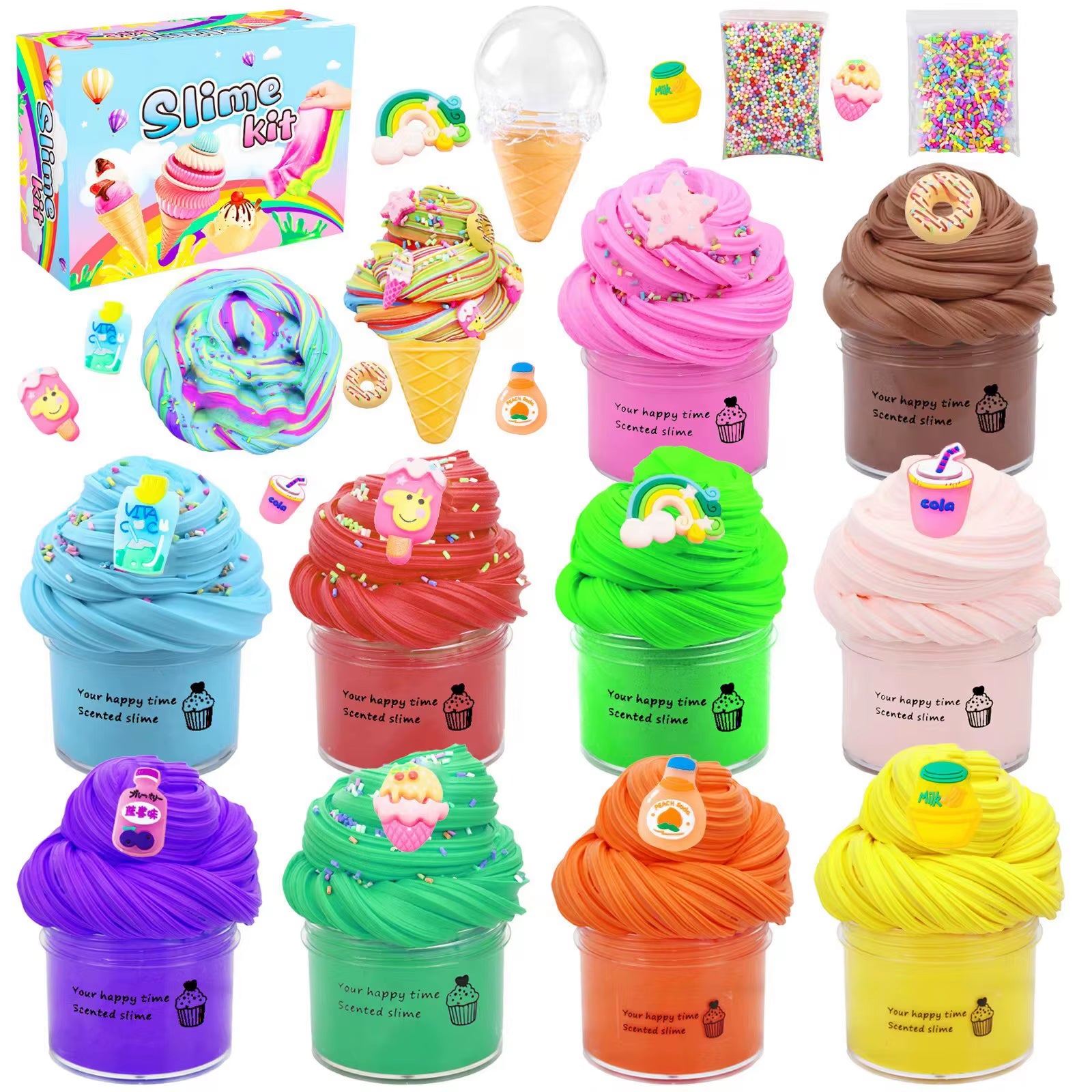 50Ml Butter Slime Kit Fake Candy Scented Slime Fluffy Party Antistress Toys for Kids Boys Girls Birthday Gift
