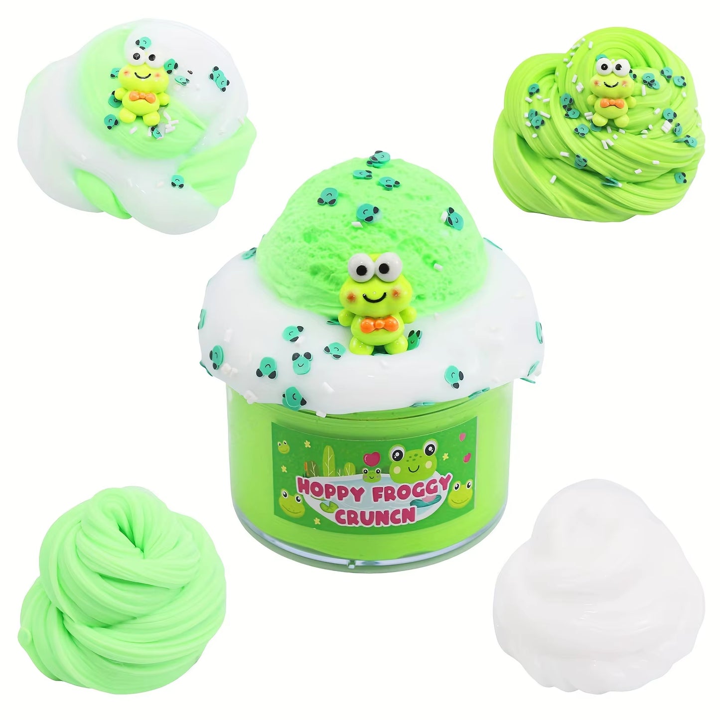 DIY Green Frog Slime Set, Handmade Toy, Children'S Toy, Stress Relieving Gift, Odorless, Stretchable Clay Toy, Slime Combination