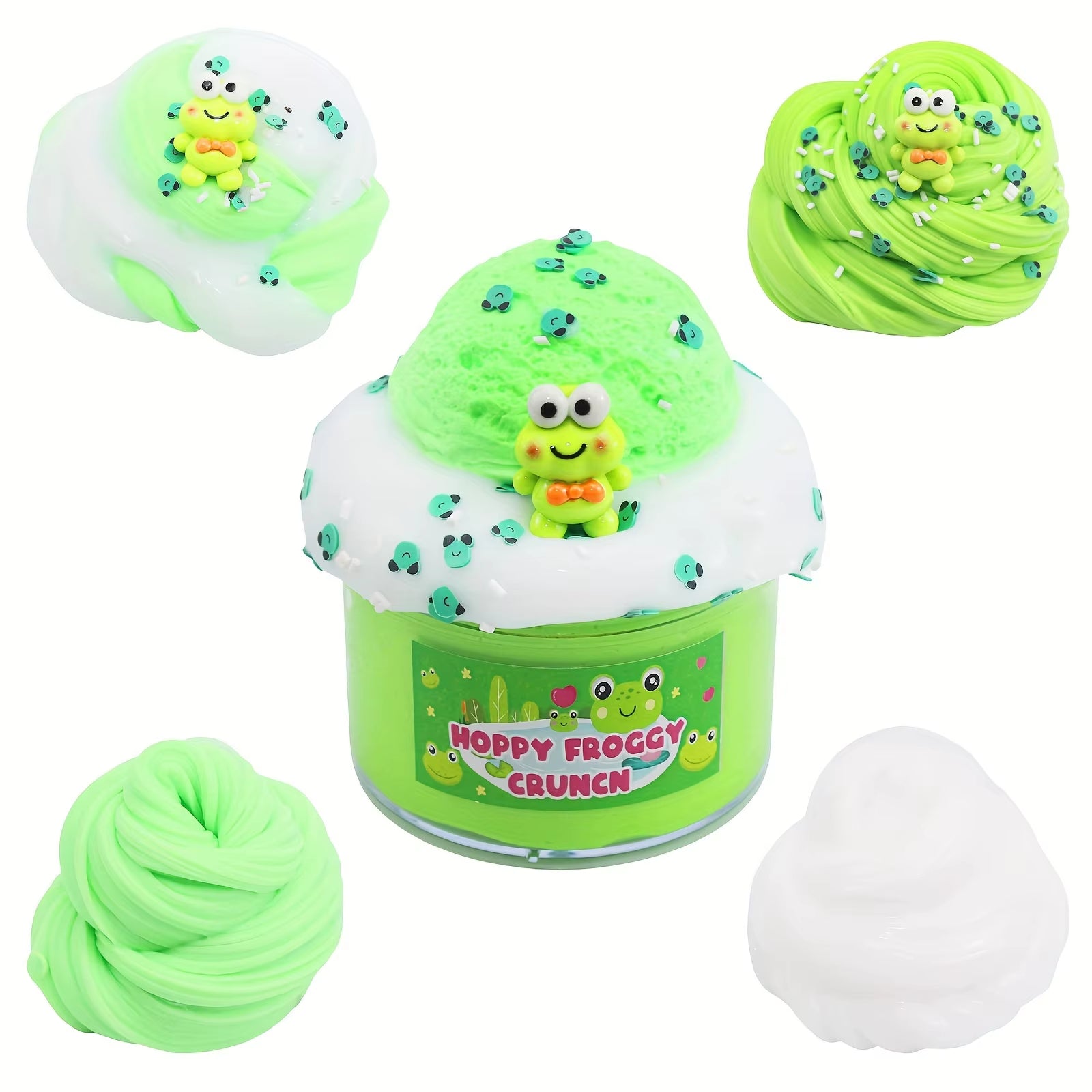 DIY Green Frog Slime Set, Handmade Toy, Children'S Toy, Stress Relieving Gift, Odorless, Stretchable Clay Toy, Slime Combination