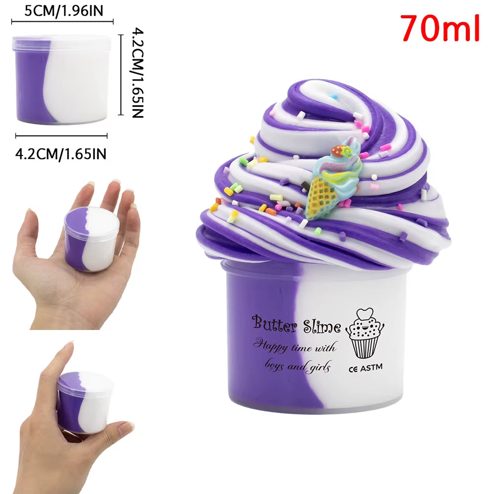 70Ml Butter Fluffy Slime Kit Fruit Ice Cream Slime DIY Making Set Non Sticky Super Soft Sludge Polymer Clay Toys Birthday Gifts