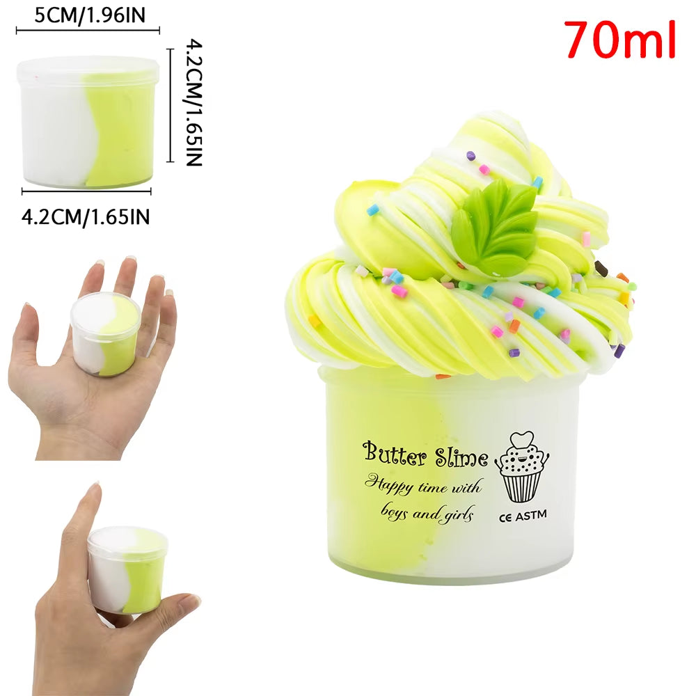 70Ml Butter Fluffy Slime Kit Fruit Ice Cream Slime DIY Making Set Non Sticky Super Soft Sludge Polymer Clay Toys Birthday Gifts